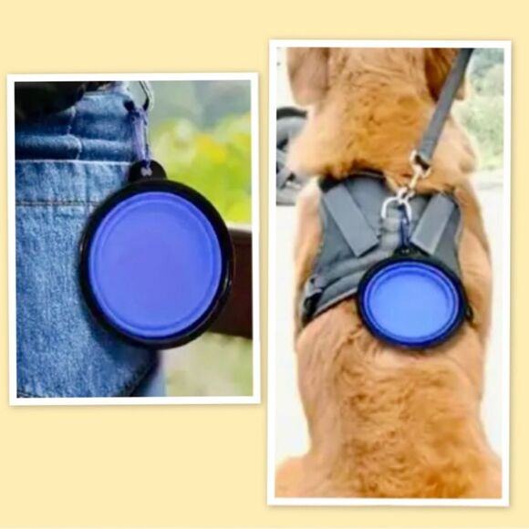 Collapsible Dog Travel Bowl with Carabiner Clip - Picture 3 of 3